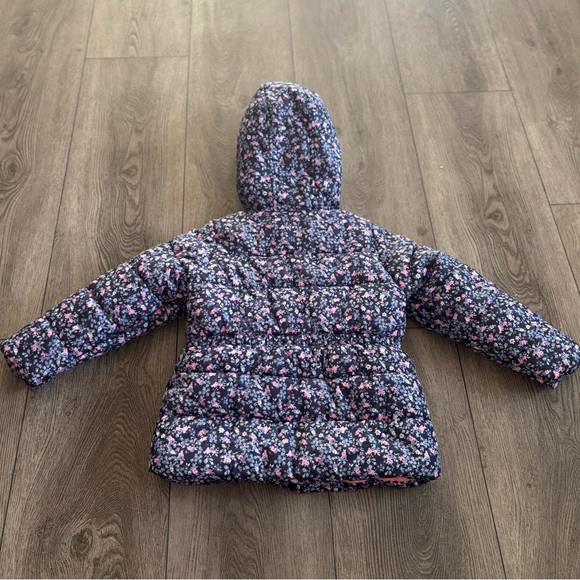 Carter's girls Navy Floral Jacket with Pink Fleece - Picture 3 of 4